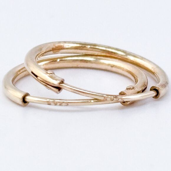 Vintage Sterling Silver 925 Gold Tone Hoop Earrings - Picture 4 of 6